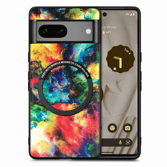 For Google Pixel 7 Colored Drawing Leather Back Cover Magsafe Phone Case(Colorful Cloud) - Google Cases by buy2fix | Online Shopping UK | buy2fix