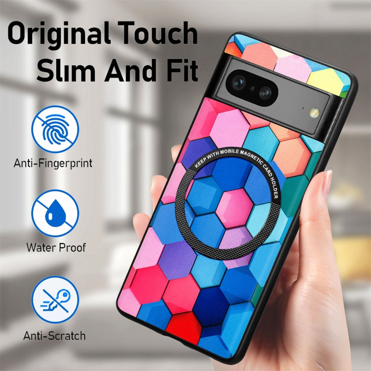 For Google Pixel 7 Colored Drawing Leather Back Cover Magsafe Phone Case(Rhombus Mandala) - Google Cases by buy2fix | Online Shopping UK | buy2fix