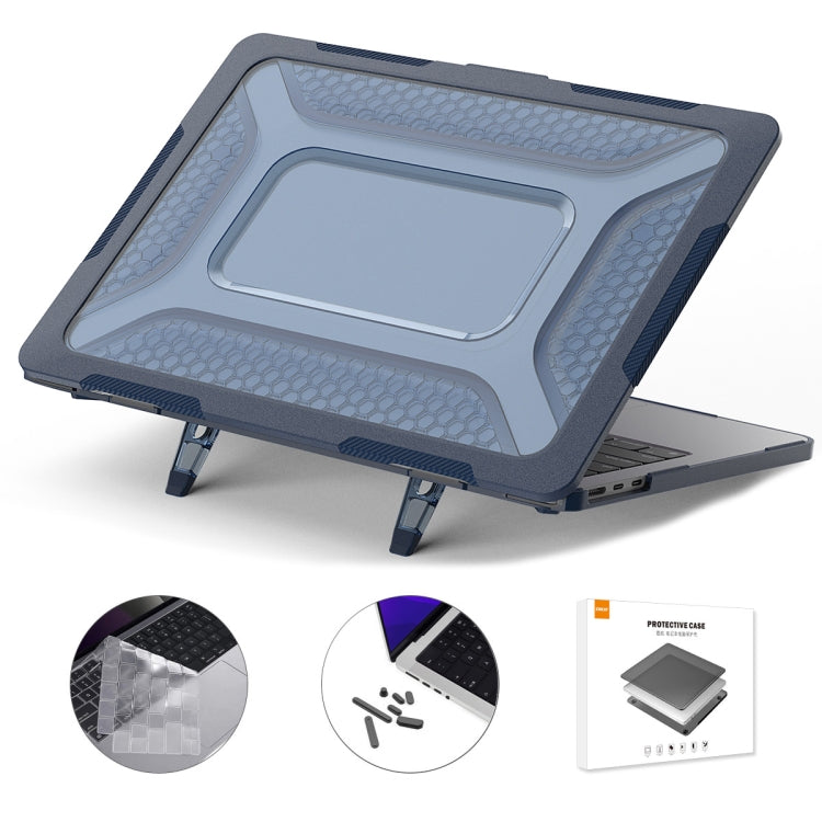 For MacBook Air 13.6 2022/2024  A2681 (M2) / A3113  (M3) ENKAY Hat-Prince 3 in 1 Protective Bracket  Case Cover Hard Shell with TPU Keyboard Film / Anti-dust Plugs, Version:EU(Blue) - MacBook Air Cases by ENKAY | Online Shopping UK | buy2fix