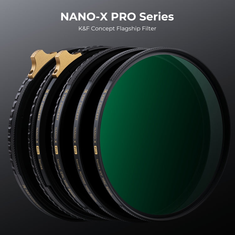 K&F CONCEPT KF01.1985 82mm Nano-X PRO Series MCUV Filter HD Ultra-Thin Copper Frame 36-Layer Coatings Anti-Reflection Green Film - Camera Accessories by K&F | Online Shopping UK | buy2fix