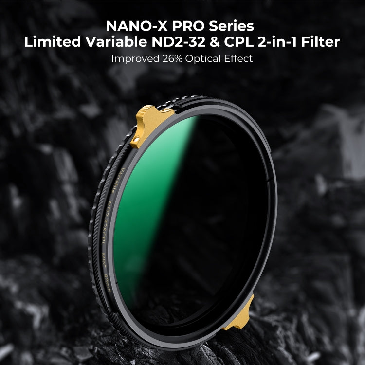 K&F CONCEPT KF01.2003  82mm Nano-X PRO Series ND2-ND32+CPL Filter HD Ultra-Thin Copper Frame 36-Layer Coating Anti-Reflection Green Film - Camera Accessories by K&F | Online Shopping UK | buy2fix