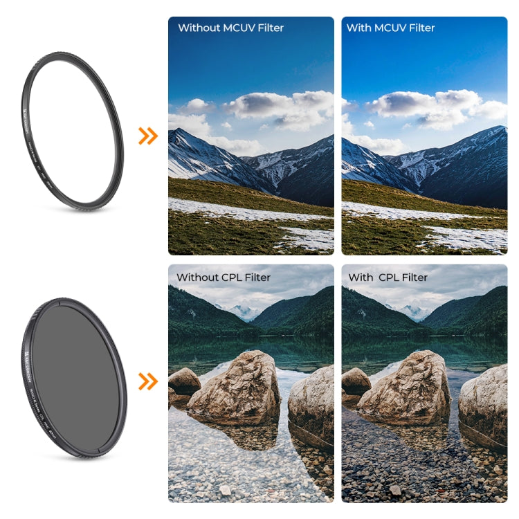 K&F CONCEPT SKU.1864 82mm 2 in 1 Filter Kit MCUV+CPL Camera Lens Filters with 18 Layer Coatings - Camera Accessories by K&F | Online Shopping UK | buy2fix