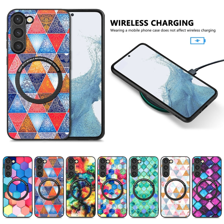 For Samsung Galaxy S23 5G Colored Drawing Leather Back Cover Magsafe Phone Case(Rhombus Mandala) - Galaxy S23 5G Cases by buy2fix | Online Shopping UK | buy2fix