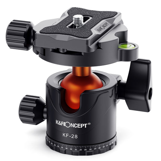 K&F CONCEPT KF31.023V3 360 Degree Rotating Panoramic Metal Tripod Ball Head with 1/4 Inch Quick Release Plate - Camera Accessories by K&F | Online Shopping UK | buy2fix