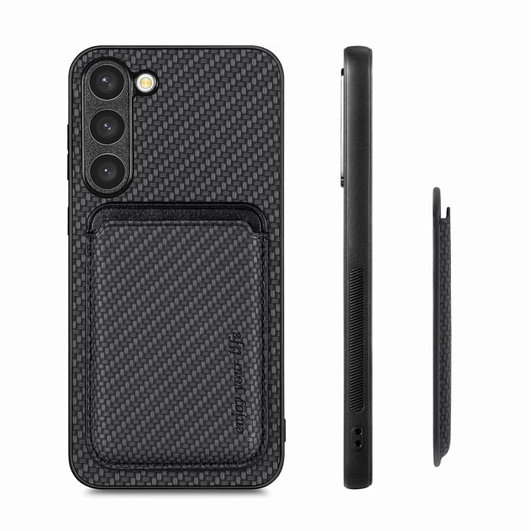 For Samsung Galaxy S23+ 5G Carbon Fiber Leather Card Magsafe Case(Black) - Galaxy S23+ 5G Cases by buy2fix | Online Shopping UK | buy2fix