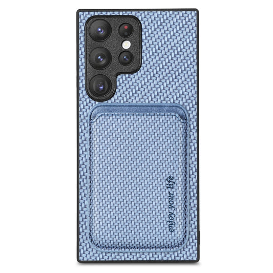 For Samsung Galaxy S23 Ultra 5G Carbon Fiber Leather Card Magsafe Case(Blue) - Galaxy S23 Ultra 5G Cases by buy2fix | Online Shopping UK | buy2fix