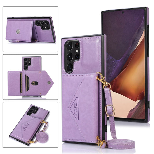 For Samsung Galaxy S23 Ultra 5G Cross-body Wallet Card Bag Leather Phone Case(Purple) - Galaxy S23 Ultra 5G Cases by buy2fix | Online Shopping UK | buy2fix