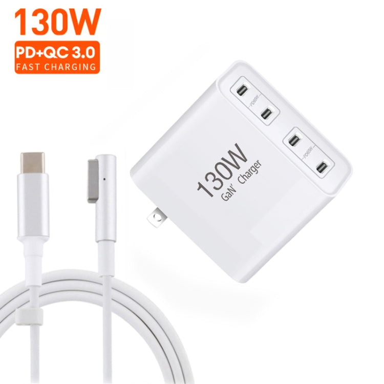 GaN 130W 4-Port USB-C PD65W / PD30W Multi Port Type-C Charger with  1.8m Type-C to MagSafe 1 / L Header Data Cable US / UK Plug - Cable & Adapter by buy2fix | Online Shopping UK | buy2fix