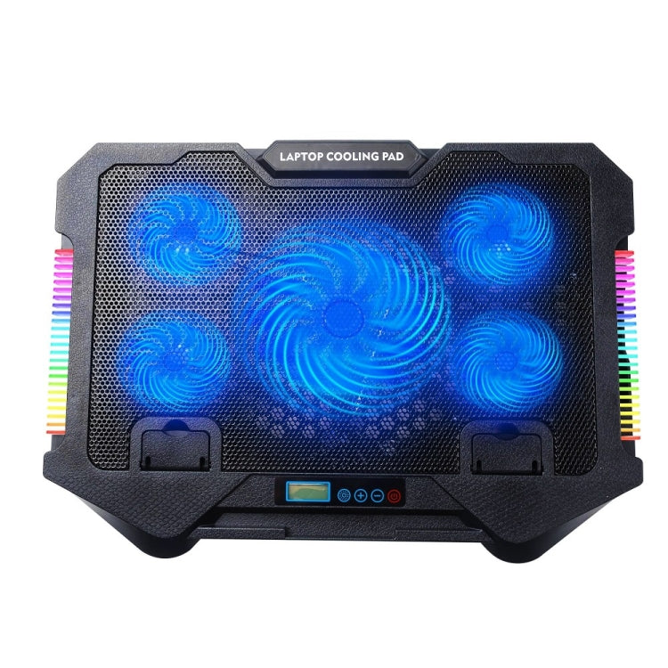 S500 Adjustable Height 5 Quiet Fans RGB Gaming Laptop Cooling Pad with Phone Holder -  by buy2fix | Online Shopping UK | buy2fix