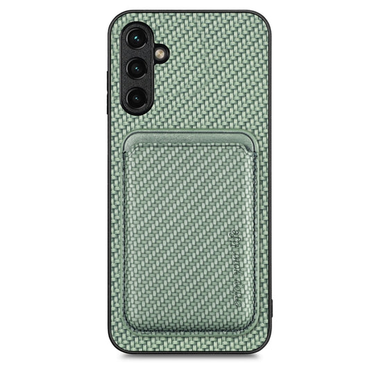 For Samsung Galaxy A34 5G Carbon Fiber Leather Card Magsafe Magnetic Phone Case(Green) - Galaxy Phone Cases by buy2fix | Online Shopping UK | buy2fix