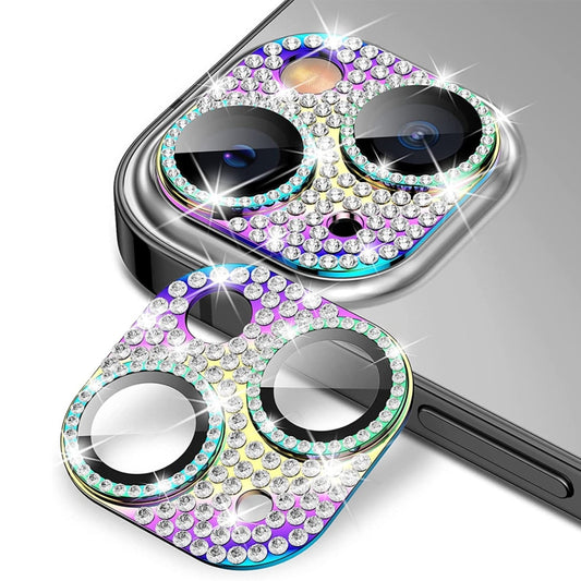 For iPhone 14 / 14 Plus ENKAY Hat-Prince Blink Diamond Camera Lens Aluminium Alloy Tempered Glass Film(Colorful) - iPhone 14 Tempered Glass by ENKAY | Online Shopping UK | buy2fix
