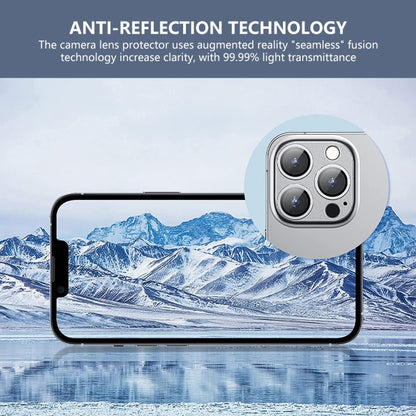 For iPhone 13 Pro / 13 Pro Max ENKAY Hat-Prince Anti-reflection Camera Lens Aluminium Alloy Tempered Glass Film(Silver) - iPhone 13 Pro Tempered Glass by ENKAY | Online Shopping UK | buy2fix