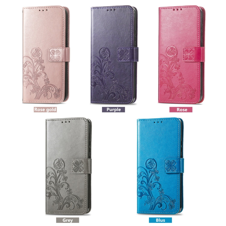 For TCL 405 Four-leaf Clasp Embossed Buckle Leather Phone Case(Blue) - More Brand by buy2fix | Online Shopping UK | buy2fix