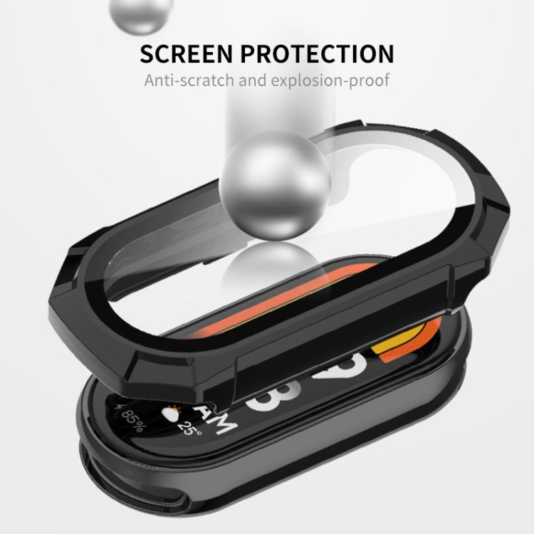 For Xiaomi Mi Band 8 ENKAY Hat-Prince Full Coverage PC Frame + Tempered Glass Film Watch Case(Pink) - Watch Cases by ENKAY | Online Shopping UK | buy2fix