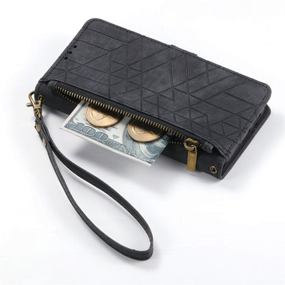 For Google Pixel 6 Pro Geometric Zipper Wallet Side Buckle Leather Phone Case(Black) - Google Cases by buy2fix | Online Shopping UK | buy2fix