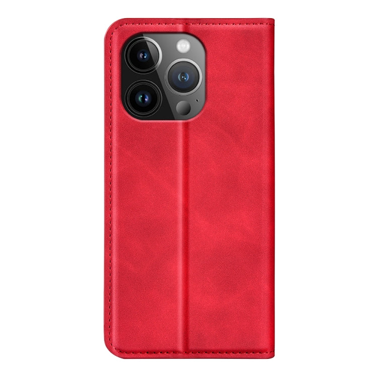 For iPhone 15 Pro Max Retro-skin  Magnetic Suction Leather Phone Case(Red) - iPhone 15 Pro Max Cases by buy2fix | Online Shopping UK | buy2fix