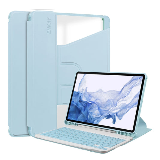 For Samsung Galaxy Tab S9 ENKAY 360 Degree Rotation Leather TPU Smart Case with Wireless Keyboard(Light Blue) - Galaxy Tab S9 Cases by ENKAY | Online Shopping UK | buy2fix