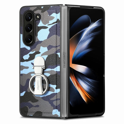 For   Samsung  Galaxy Z Fold5 5G Camouflage Ring Holder PC Phone Case(Blue) - Galaxy Z Fold5 Cases by buy2fix | Online Shopping UK | buy2fix