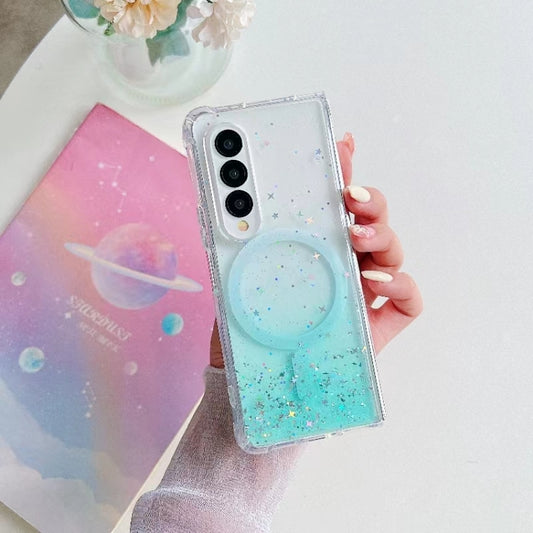 For Samsung Galaxy Z Fold4 Magsafe Glitter TPU Phone Protective Case(Green) - Galaxy Z Fold4 5G Cases by buy2fix | Online Shopping UK | buy2fix