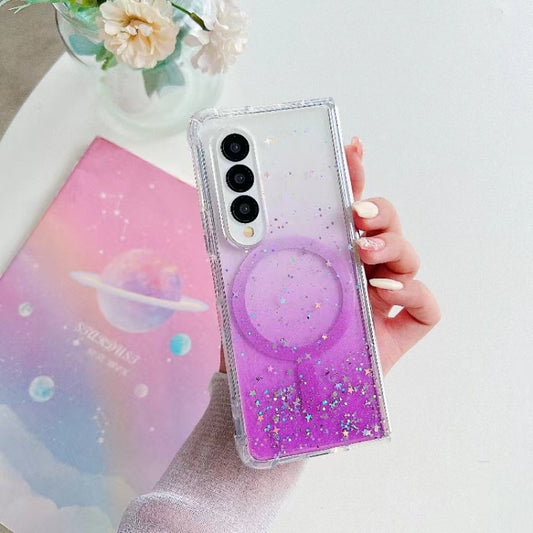 For Samsung Galaxy Z Fold4 Magsafe Glitter TPU Phone Protective Case(Purple) - Galaxy Z Fold4 5G Cases by buy2fix | Online Shopping UK | buy2fix