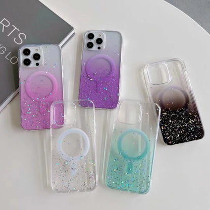 For iPhone 14 Plus MagSafe Glitter Hybrid Clear TPU Phone Case(Pink) - iPhone 14 Plus Cases by buy2fix | Online Shopping UK | buy2fix