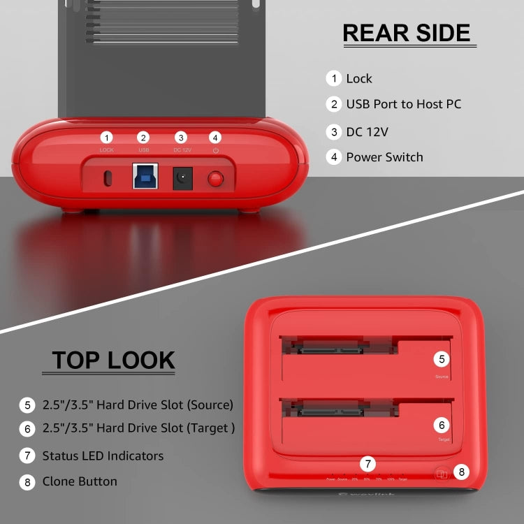 Wavlink ST341U Dual Bay External Hard Drive Docking Station Support Offline Clone Function(AU Plug) - HDD Enclosure by buy2fix | Online Shopping UK | buy2fix