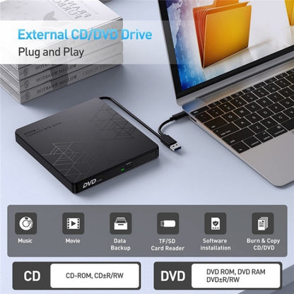 BT668 Readable TF / SD Card USB Multi-Function CD Disc Player External Optical Drive DVD Burner - Rewritable Drive by buy2fix | Online Shopping UK | buy2fix