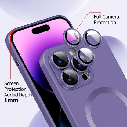 For iPhone 15 Pro Max ENKAY MagSafe Matte TPU Phone Case with Lens Film & Screen Glass Film(Purple) - iPhone 15 Pro Max Cases by ENKAY | Online Shopping UK | buy2fix