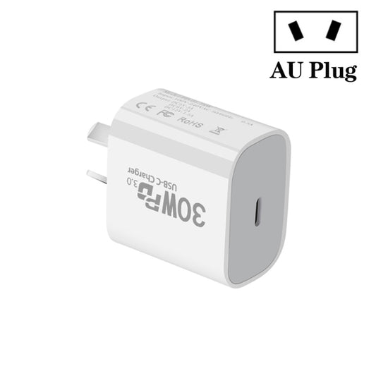 Single Port PD30W USB-C / Type-C Charger, Plug Size:AU Plug - USB Charger by buy2fix | Online Shopping UK | buy2fix