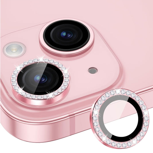 For iPhone 15 / 15 Plus ENKAY AR Anti-reflection Individual Diamond Ring Camera Lens Glass Full Film(Pink) - iPhone 15 Tempered Glass by ENKAY | Online Shopping UK | buy2fix