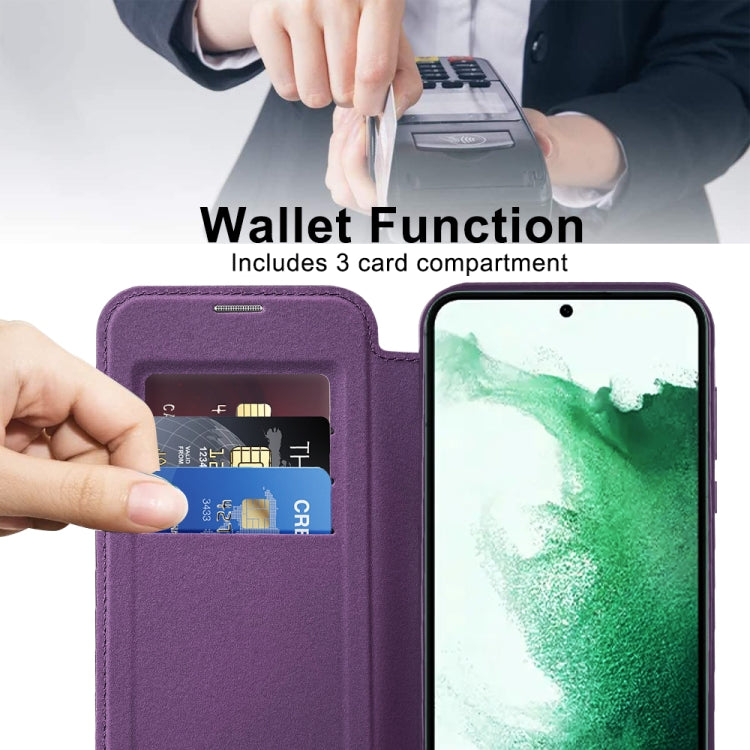 For Samsung Galaxy S22 5G MagSafe Magnetic RFID Anti-theft Leather Phone Case(Purple) - Galaxy S22+ 5G Cases by buy2fix | Online Shopping UK | buy2fix