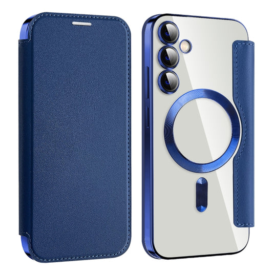 For Samsung Galaxy S23 FE 5G MagSafe Magnetic RFID Anti-theft Leather Phone Case(Dark Blue) - Galaxy S23 FE 5G Cases by buy2fix | Online Shopping UK | buy2fix