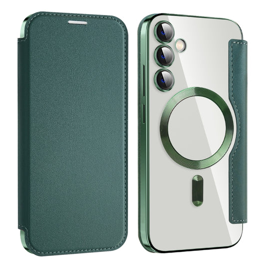 For Samsung Galaxy S23 FE 5G MagSafe Magnetic RFID Anti-theft Leather Phone Case(Green) - Galaxy S23 FE 5G Cases by buy2fix | Online Shopping UK | buy2fix