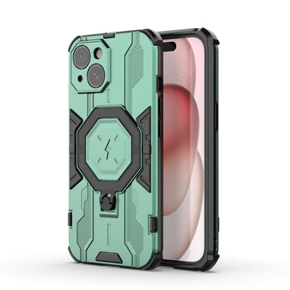 For iPhone 15 MagSafe Supersonic Armor Holder PC Hybrid TPU Phone Case(Green) - iPhone 15 Cases by buy2fix | Online Shopping UK | buy2fix