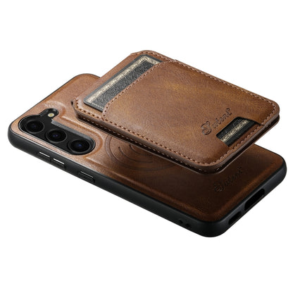 For Samsung Galaxy S23 5G Suteni H15 MagSafe Oil Eax Leather Detachable Wallet Back Phone Case(Brown) - Galaxy S23 5G Cases by Suteni | Online Shopping UK | buy2fix