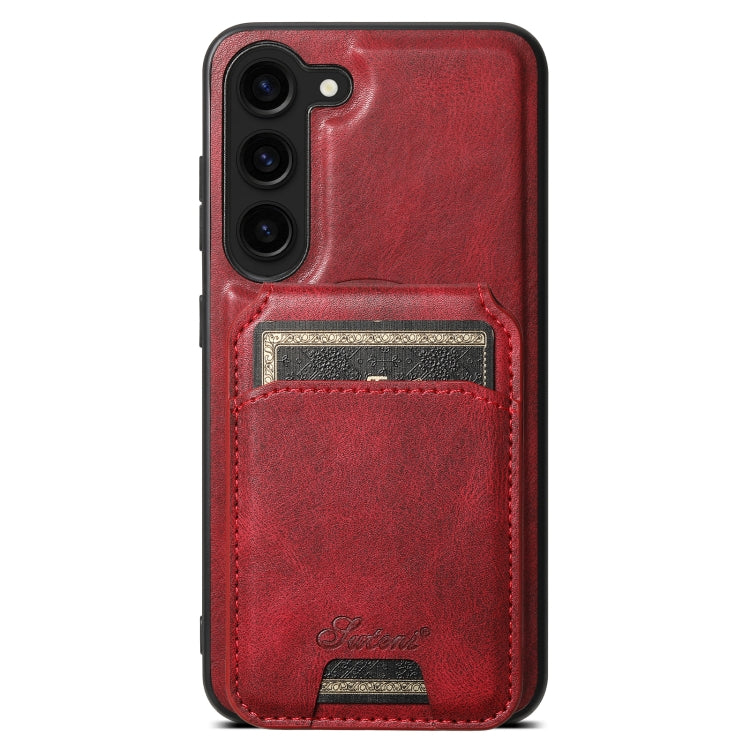 For Samsung Galaxy S24 5G Suteni H15 MagSafe Oil Eax Leather Detachable Wallet Back Phone Case(Red) - Galaxy S24 5G Cases by Suteni | Online Shopping UK | buy2fix