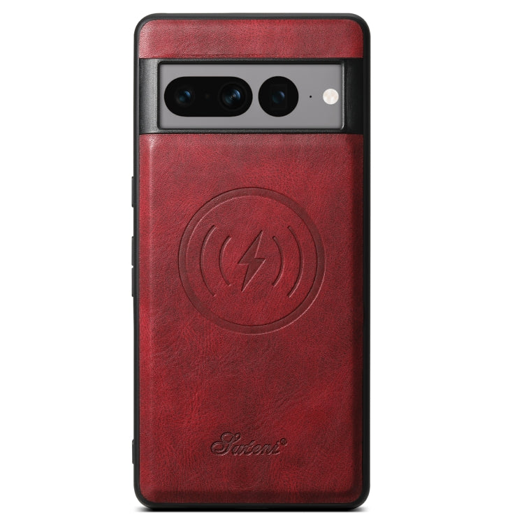 For Google Pixel 7a Suteni H15 Oil Eax Leather Detachable Wallet Back Phone Case(Red) - Google Cases by Suteni | Online Shopping UK | buy2fix