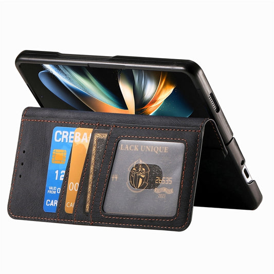 For Samsung Galaxy Z Fold4 Retro MagSafe Magnetic Zipper Wallet Leather Phone Case(Black) - Galaxy Z Fold4 5G Cases by buy2fix | Online Shopping UK | buy2fix