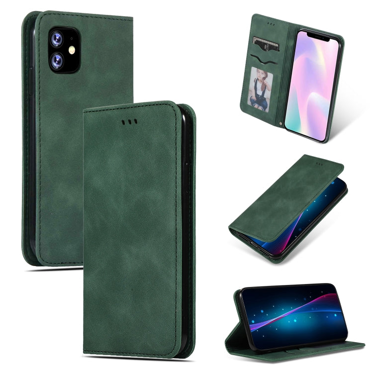 For iPhone 11 Retro Skin Feel Business Magnetic Horizontal Flip Leather Case (Army Green) - Apple Accessories by buy2fix | Online Shopping UK | buy2fix