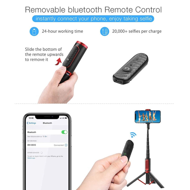 M18 Portable Selfie Stick Remote Control Mobile Phone Holder(Red) - Consumer Electronics by buy2fix | Online Shopping UK | buy2fix