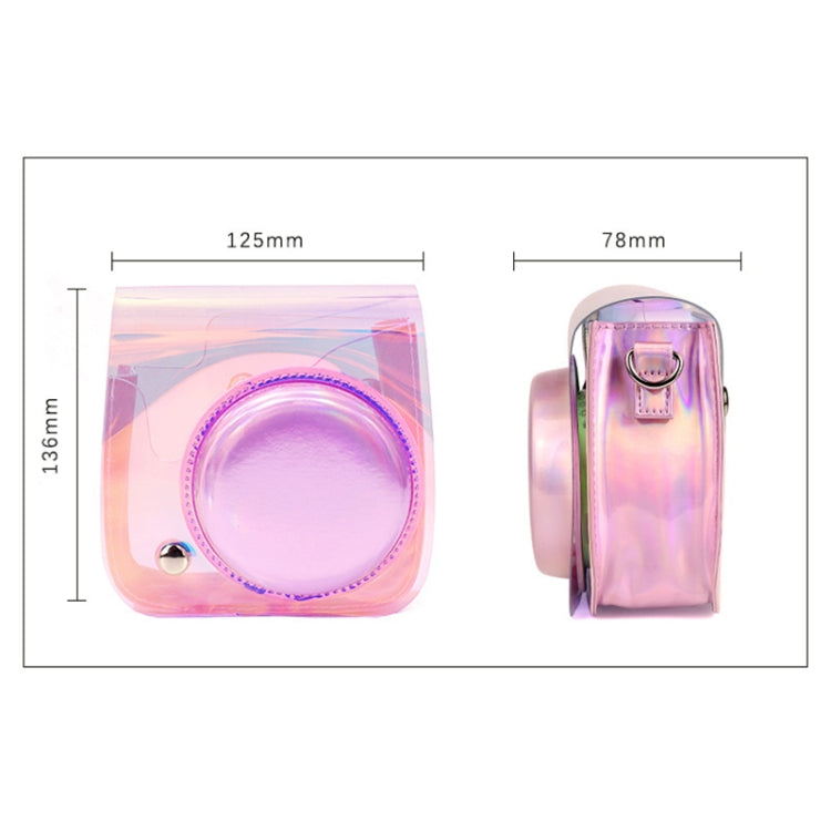 Richwell Translucent PVC Camera Bag for Fujifilm Instax Mini 8 8+ 9 Cover Case with Shoulder Strap Gradient Pink Shell - Camera Accessories by Richwell | Online Shopping UK | buy2fix