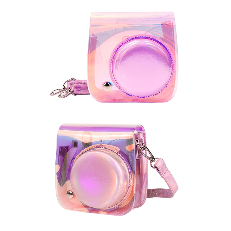Richwell Translucent PVC Camera Bag for Fujifilm Instax Mini 8 8+ 9 Cover Case with Shoulder Strap Gradient Pink Shell - Camera Accessories by Richwell | Online Shopping UK | buy2fix
