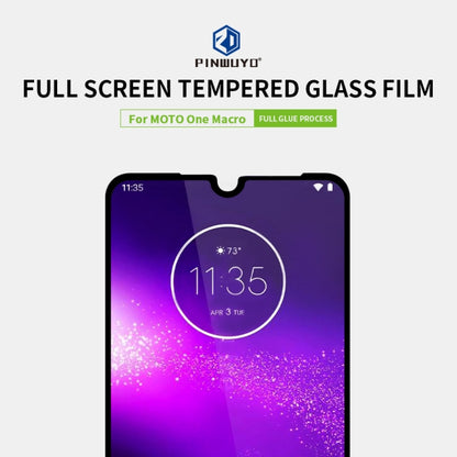 For  MOTO One Macro PINWUYO 9H 2.5D Full Screen Tempered Glass Film(Black) - Motorola Tempered Glass by PINWUYO | Online Shopping UK | buy2fix