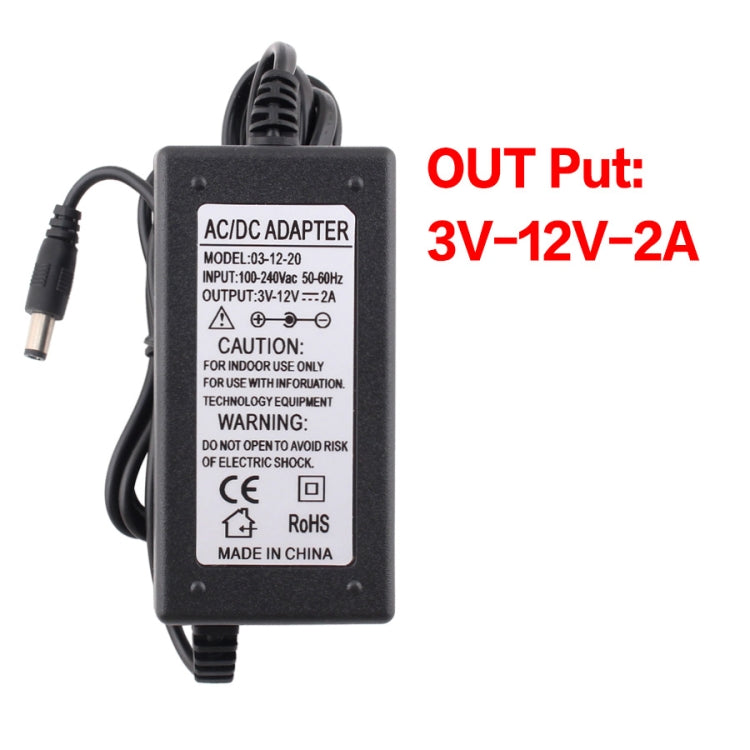 3V-12V 2A AC To DC Adjustable Voltage Power Adapter Universal Power Supply Display Screen Power Switching Charger, Plug Type:US - Power Supplies by buy2fix | Online Shopping UK | buy2fix