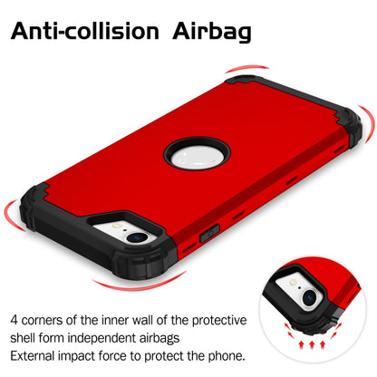 For iPhone SE 2022 / SE 2020 Silicone + PC Three-piece Anti-drop Mobile Phone Protection Back Cover(Red) - Apple Accessories by buy2fix | Online Shopping UK | buy2fix