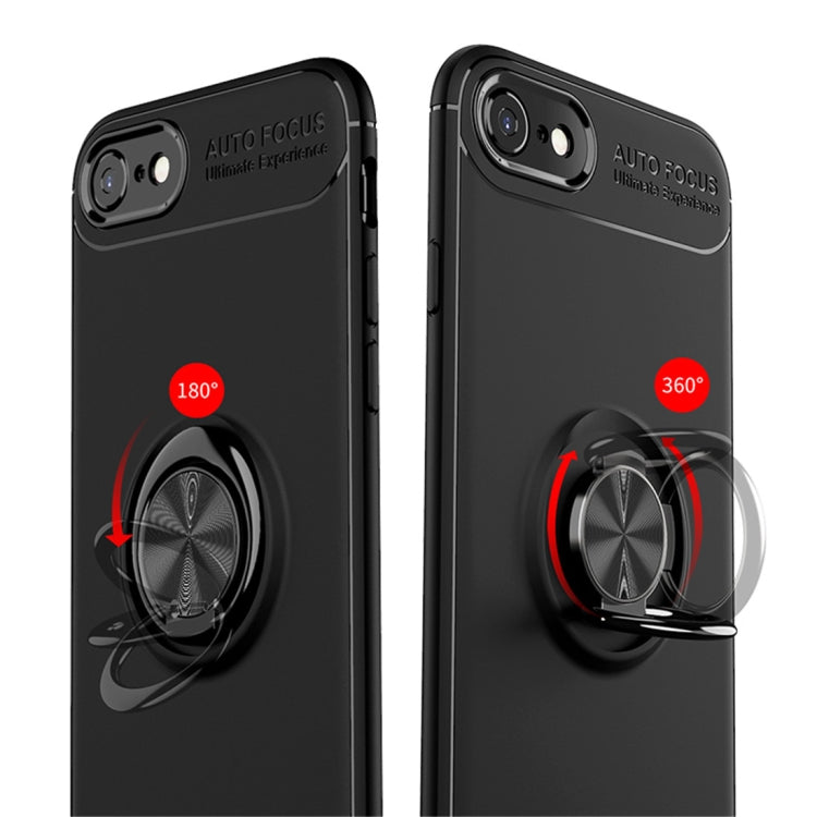For iPhone SE 2022 / SE 2020 Metal Ring Holder 360 Degree Rotating TPU Case(Black+Black) - iPhone SE 2022 / 2020 / 8 / 7 Cases by buy2fix | Online Shopping UK | buy2fix