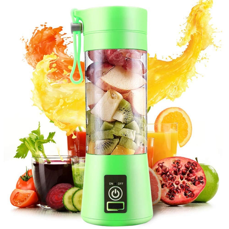 USB Rechargeable Electric Automatic Vegetable Fruit Citrus Orange Juice Maker Cup Mixer Bottle (380ML)(6 Blades Green) - Home & Garden by buy2fix | Online Shopping UK | buy2fix