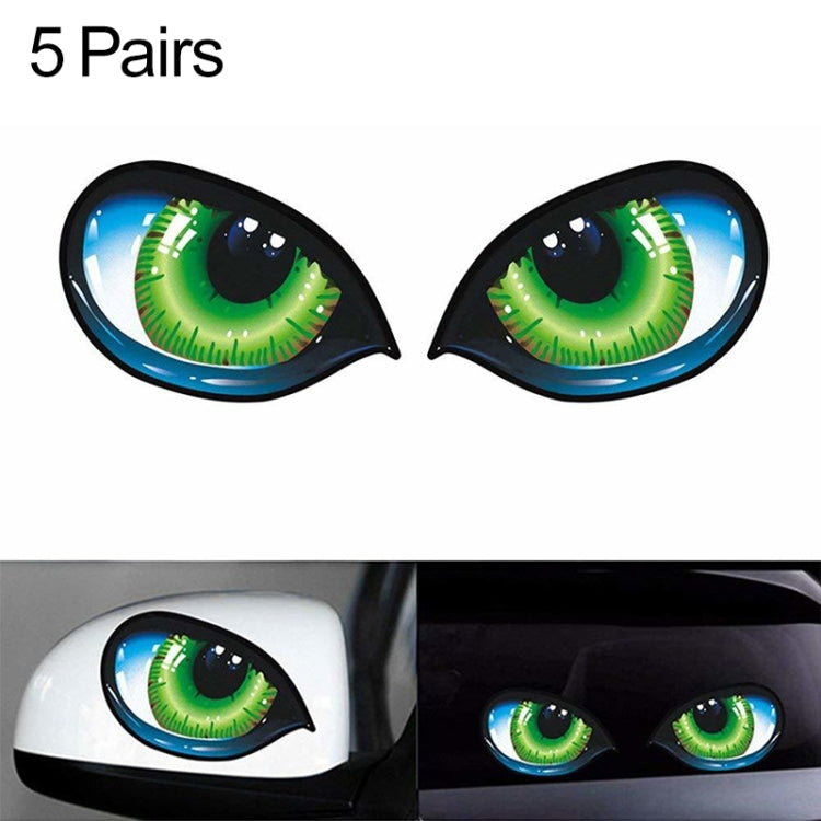 5 Pairs D 601 3D Stereo Reflective Cat Eyes Car Sticker Adhesive Creative Rearview Mirror Decal, Size: 12x7.5cm - In Car by buy2fix | Online Shopping UK | buy2fix