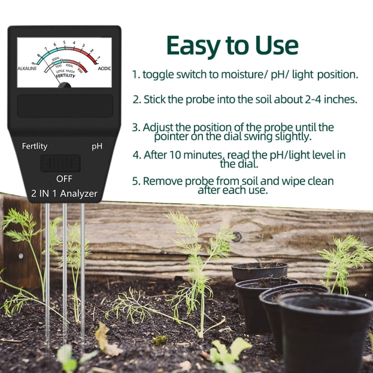 2 in 1 Soil PH Meter Fertility Tester Instrument Gardening Tools with 3 Probes - Consumer Electronics by buy2fix | Online Shopping UK | buy2fix