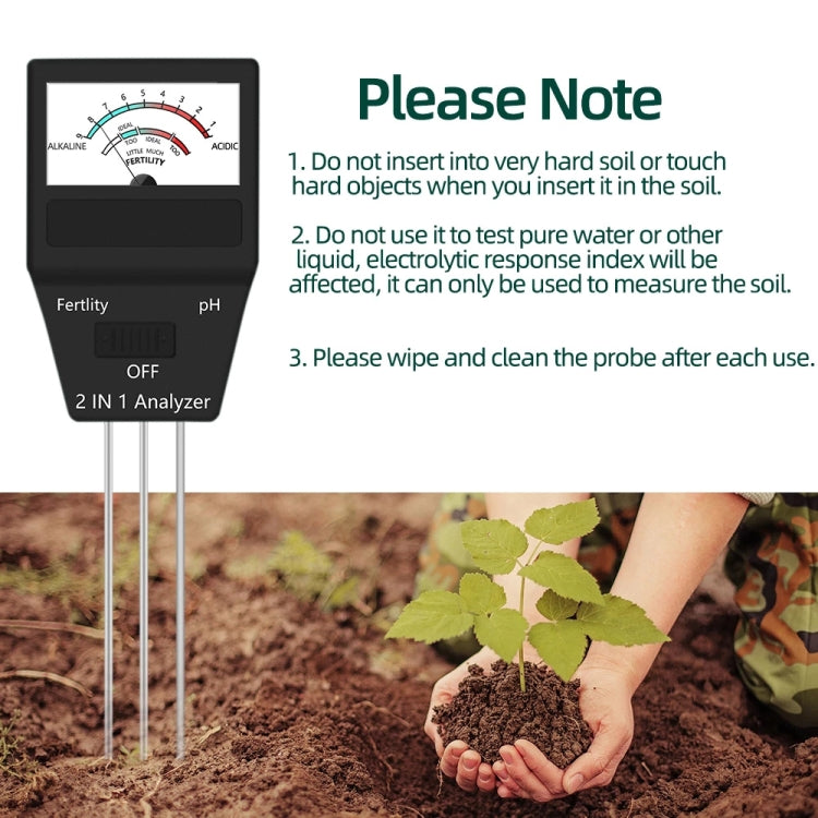 2 in 1 Soil PH Meter Fertility Tester Instrument Gardening Tools with 3 Probes - Consumer Electronics by buy2fix | Online Shopping UK | buy2fix